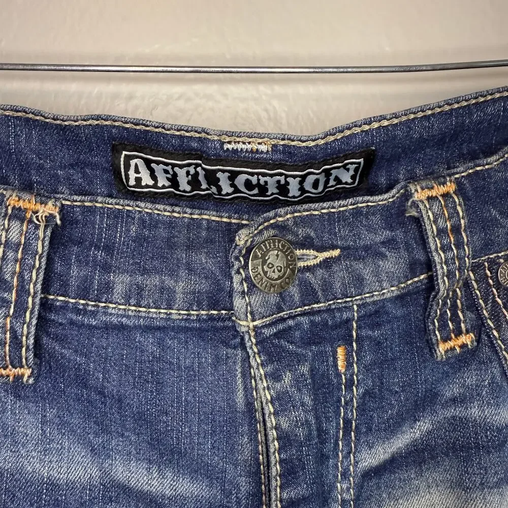 Affliction Jeans Men's Y2K Ace Straight Slim Flex Stretch Blue Denim 38 x 33